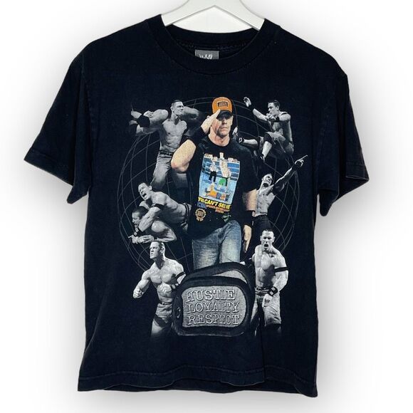 WWE John Cena Hustle Loyalty Respect Cenation 2007 T-shirt Youth Size Large - Picture 1 of 9